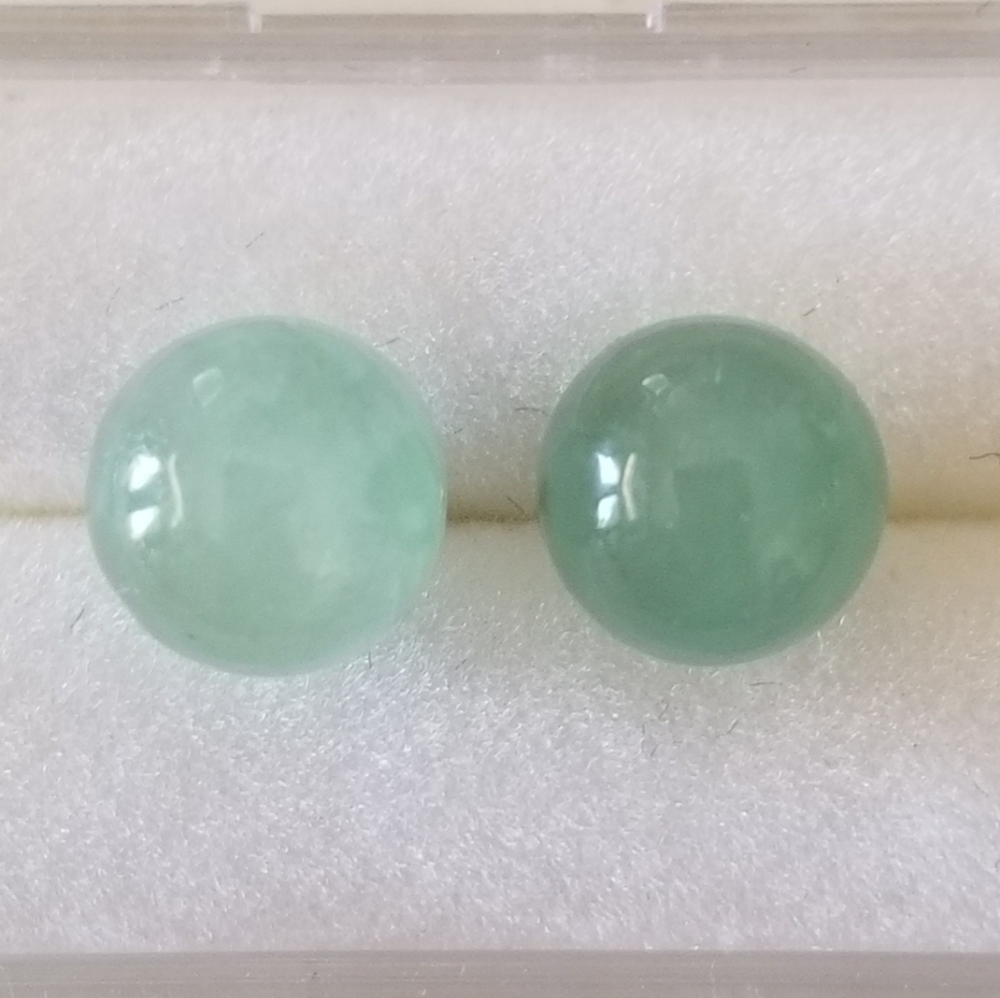 14K Gold Jade Stud Earrings